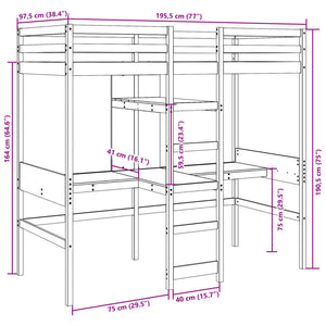 Giroletto Soppalco senza Materasso Bianco 90x190cm Legno Pino 3308548