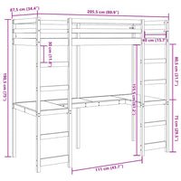 Giroletto Soppalco senza Materasso 80x200cm Legno Massello Pino 3308568