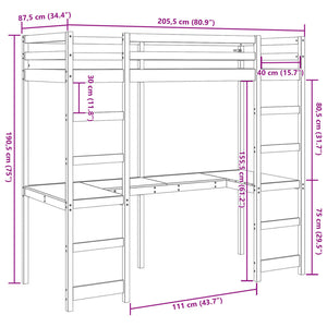 Giroletto Soppalco senza Materasso Bianco 80x200cm Legno Pino 3308569