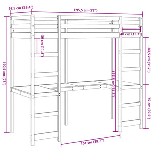 Giroletto Soppalco senza Materasso Bianco 90x190cm Legno Pino 3308572