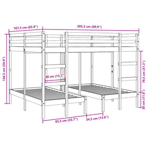 Giroletto Castello Triplo 140x200/70x140cm Legno Massello Pino 3308580