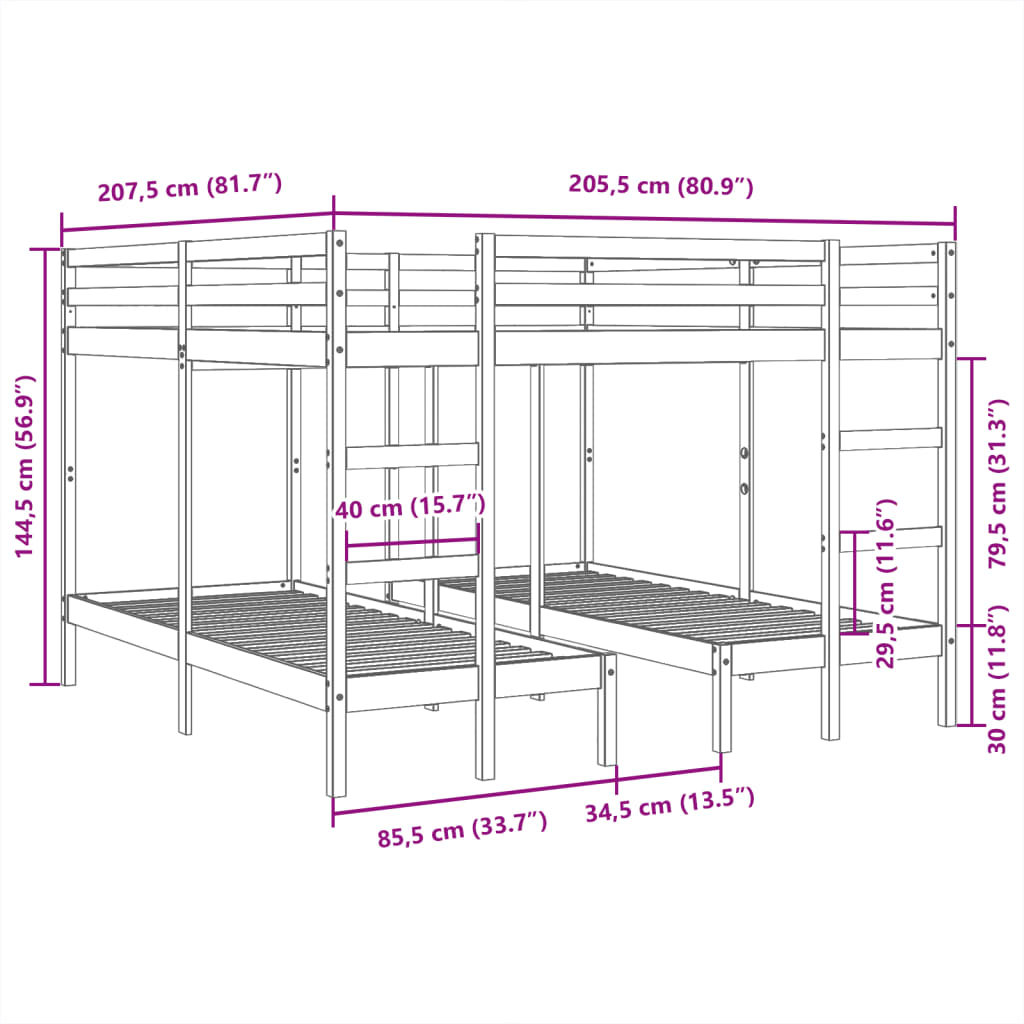 Giroletto Castello Triplo Marrone Cera 200x200/80x200cm Pino 3308585