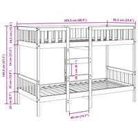 Letto a Castello Bianco 80x200 cm in Legno Massello di Pino 3308599