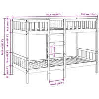 Letto a Castello 90x190 cm in Legno Massello di Pino 3308604