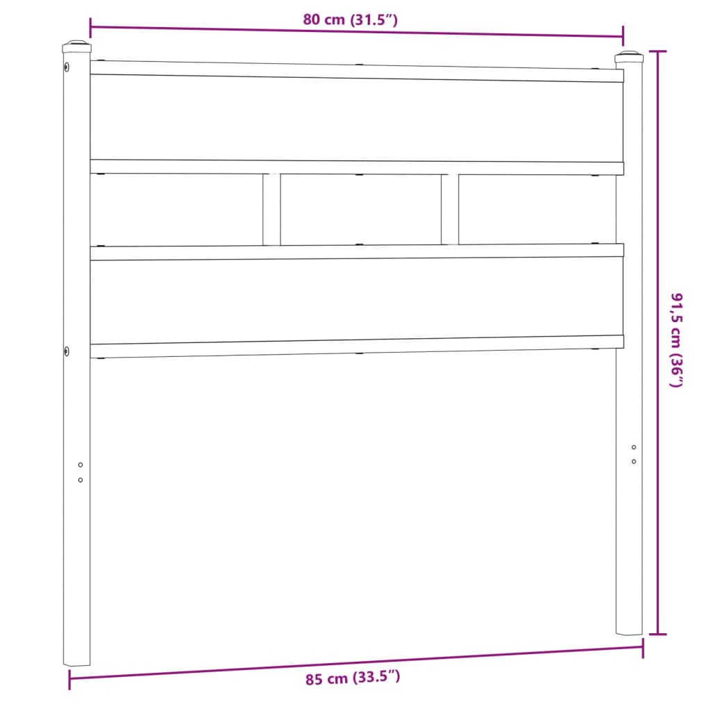 Testiera Rovere Fumo 80 cm in Ferro e Truciolato 4017080