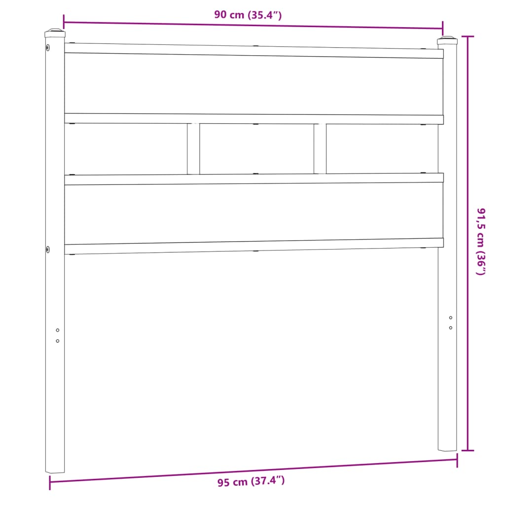 Testiera Rovere Fumo 90 cm in Ferro e Truciolato 4017081