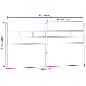 Testiera Rovere Fumo 193 cm in Ferro e Legno Multistrato 4017090