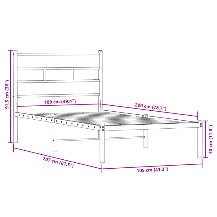 Giroletto senza Materaso in Metallo Rovere Sonoma 100x200 cm 4017097