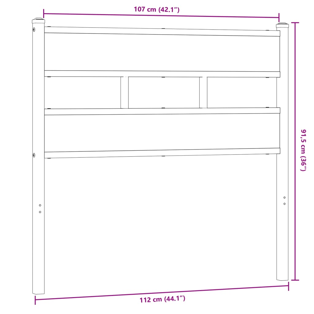 Testiera Rovere Sonoma 107 cm in Ferro e Legno Multistrato 4017132