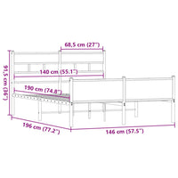 Giroletto senza Materasso Rovere Fumo 140x190 cm in Truciolato 4017236