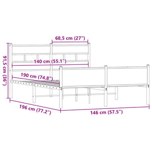 Giroletto senza Materasso Rovere Fumo 140x190 cm in Truciolato 4017236