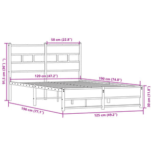 Giroletto senza Materaso in Metallo Rovere Sonoma 120x190 cm 4017269