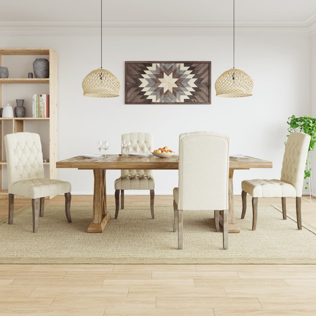 Sedie da Pranzo 4 pz Beige in Tessuto Effetto Lino 3309175