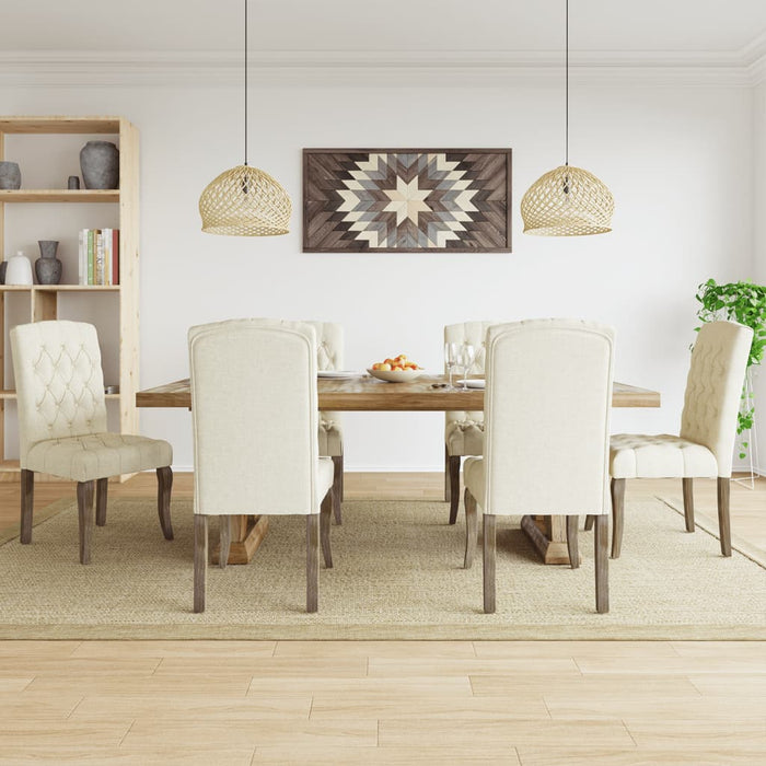 Sedie da Pranzo 6 pz Beige in Tessuto Effetto Lino 3309176