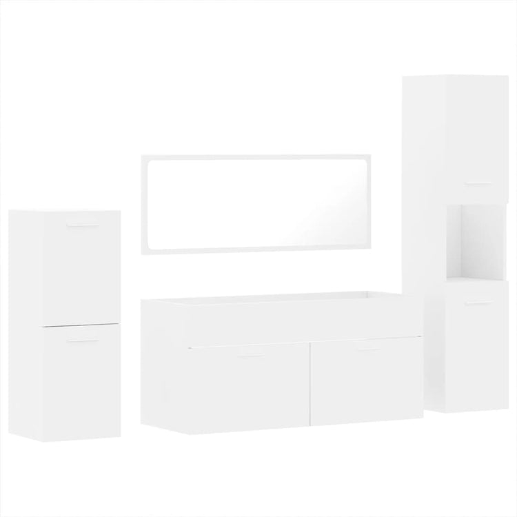 Set Mobili da Bagno 4 pz Bianco in Legno Multistrato 3308521