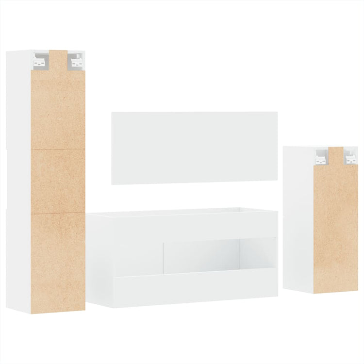 Set Mobili da Bagno 4 pz Bianco in Legno Multistrato 3308521