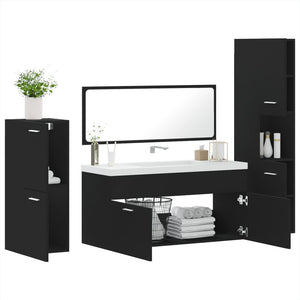 Set Mobili da Bagno 4 pz Nero in Legno Multistrato 3308522