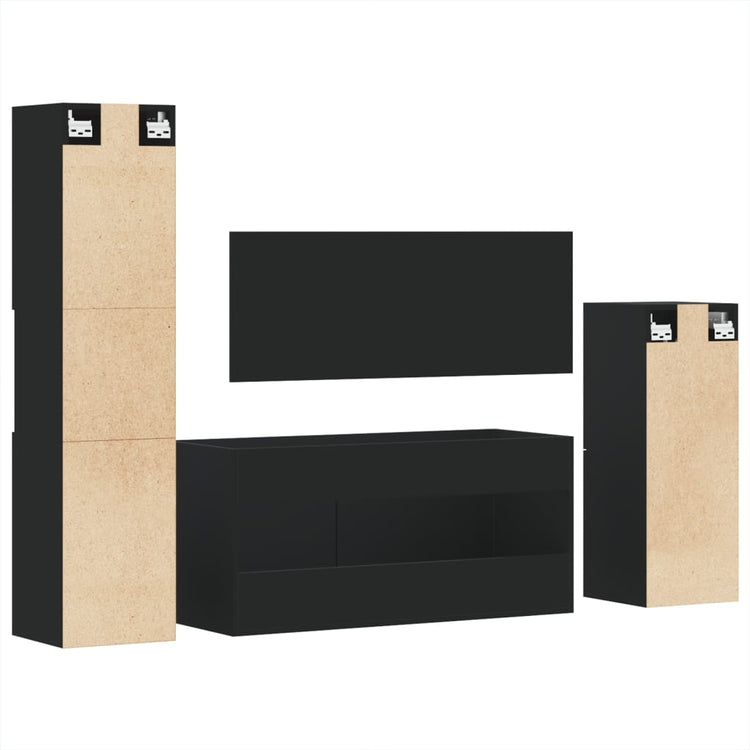 Set Mobili da Bagno 4 pz Nero in Legno Multistrato 3308522