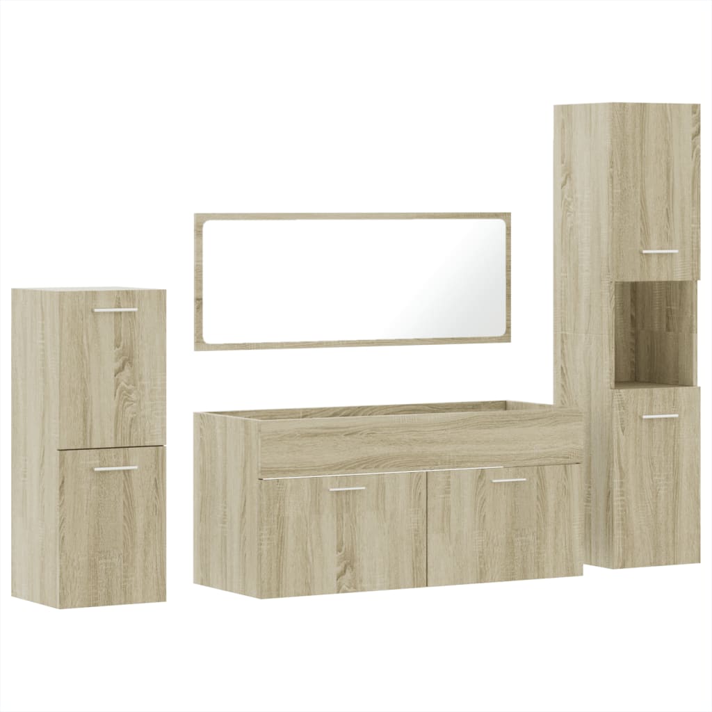 Set Mobili da Bagno 4 pz Rovere Sonoma in Legno Multistrato 3308523