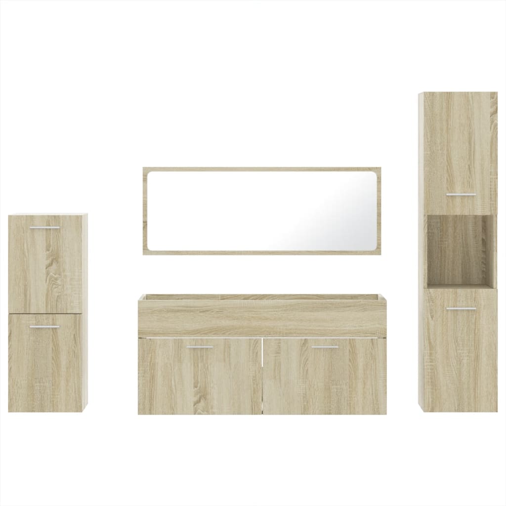 Set Mobili da Bagno 4 pz Rovere Sonoma in Legno Multistrato 3308523