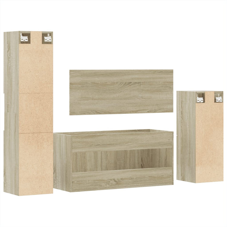 Set Mobili da Bagno 4 pz Rovere Sonoma in Legno Multistrato 3308523