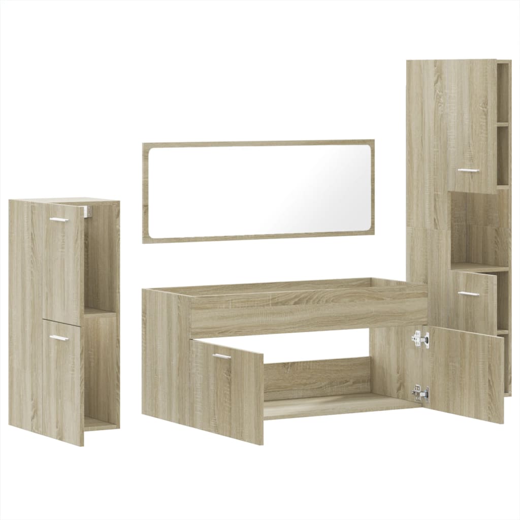 Set Mobili da Bagno 4 pz Rovere Sonoma in Legno Multistrato 3308523