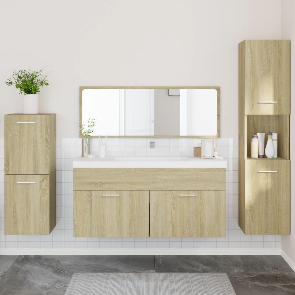 Set Mobili da Bagno 4 pz Rovere Sonoma in Legno Multistrato 3308523