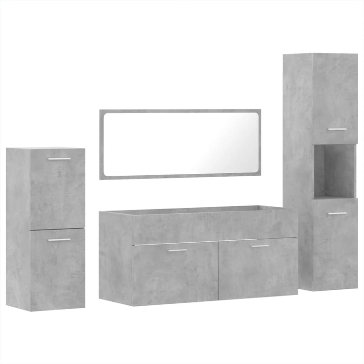 Set Mobili da Bagno 4 pz Grigio Cemento in Legno Multistrato 3308524