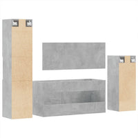 Set Mobili da Bagno 4 pz Grigio Cemento in Legno Multistrato 3308524