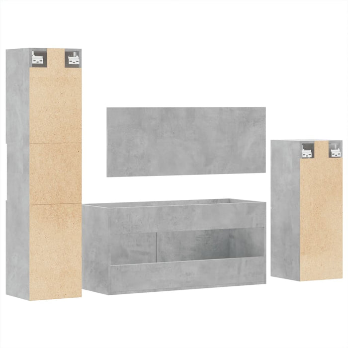 Set Mobili da Bagno 4 pz Grigio Cemento in Legno Multistrato 3308524