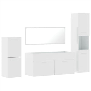 Set Mobili da Bagno 4 pz Bianco Lucido in Legno Multistrato 3308525