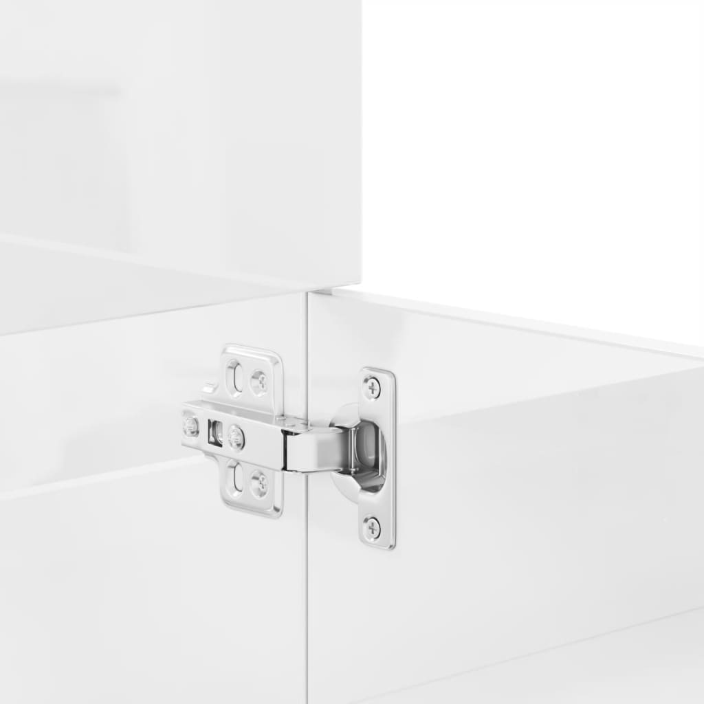 Set Mobili da Bagno 4 pz Bianco Lucido in Legno Multistrato 3308525