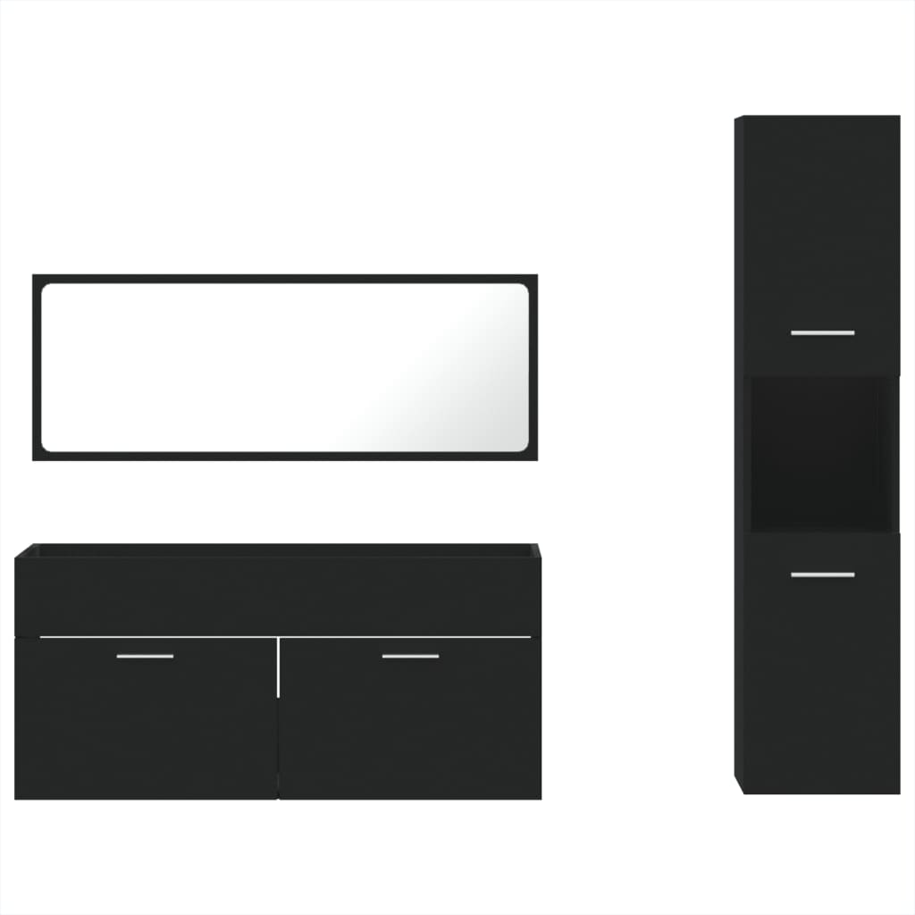 Set Mobili da Bagno 3 pz Nero in Legno Multistrato 3308527