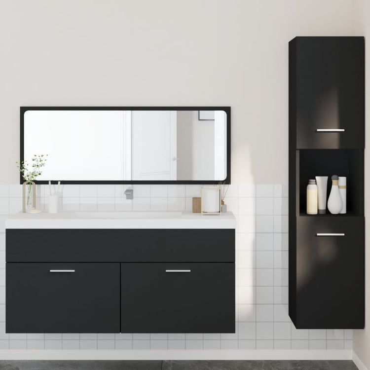 Set Mobili da Bagno 3 pz Nero in Legno Multistrato 3308527