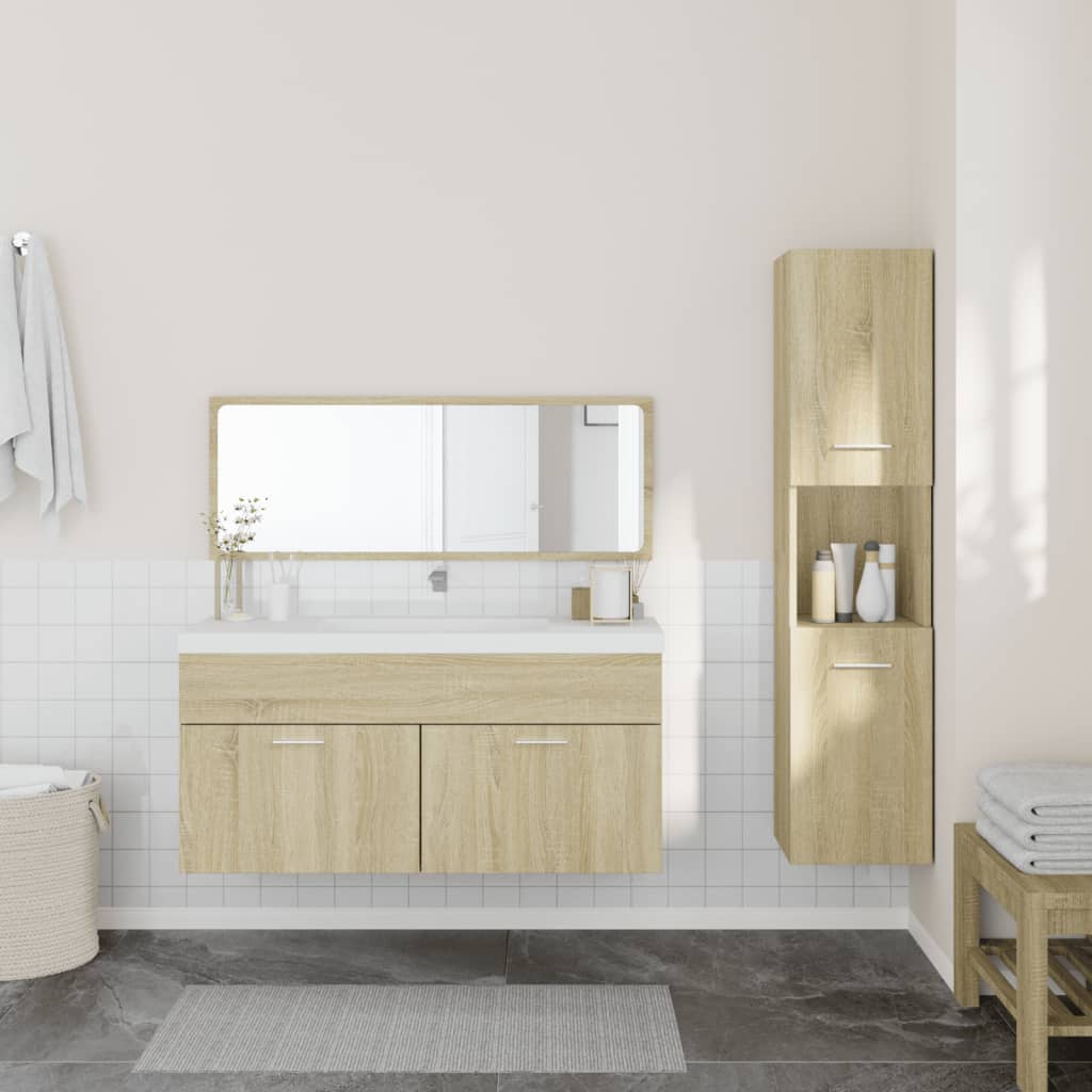 Set Mobili da Bagno 3 pz Rovere Sonoma in Legno Multistrato 3308528