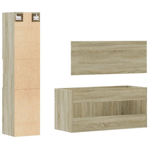 Set Mobili da Bagno 3 pz Rovere Sonoma in Legno Multistrato 3308528