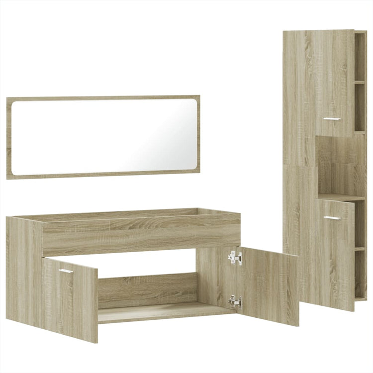 Set Mobili da Bagno 3 pz Rovere Sonoma in Legno Multistrato 3308528