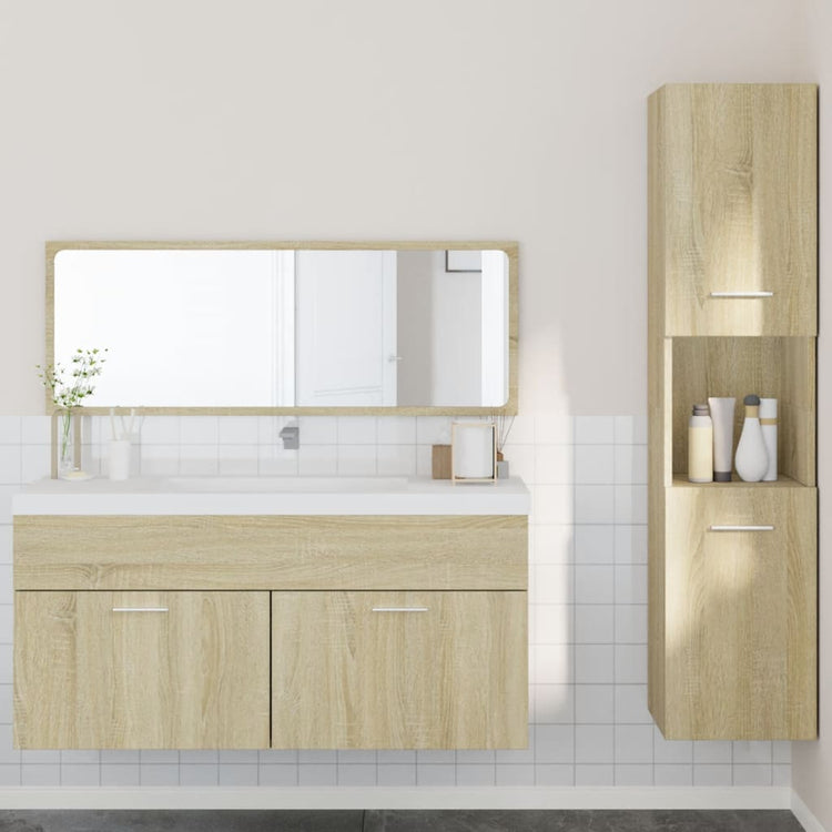 Set Mobili da Bagno 3 pz Rovere Sonoma in Legno Multistrato 3308528