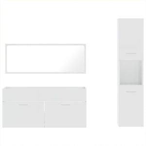 Set Mobili da Bagno 3 pz Bianco Lucido in Legno Multistrato 3308530