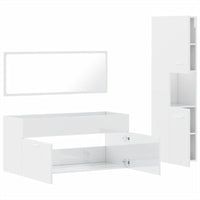 Set Mobili da Bagno 3 pz Bianco Lucido in Legno Multistrato 3308530