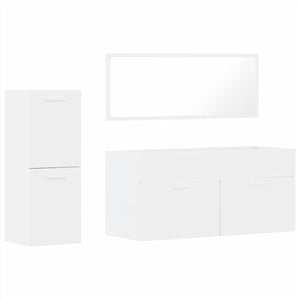 Set Mobili da Bagno 3 pz Bianco in Legno Multistrato 3308531