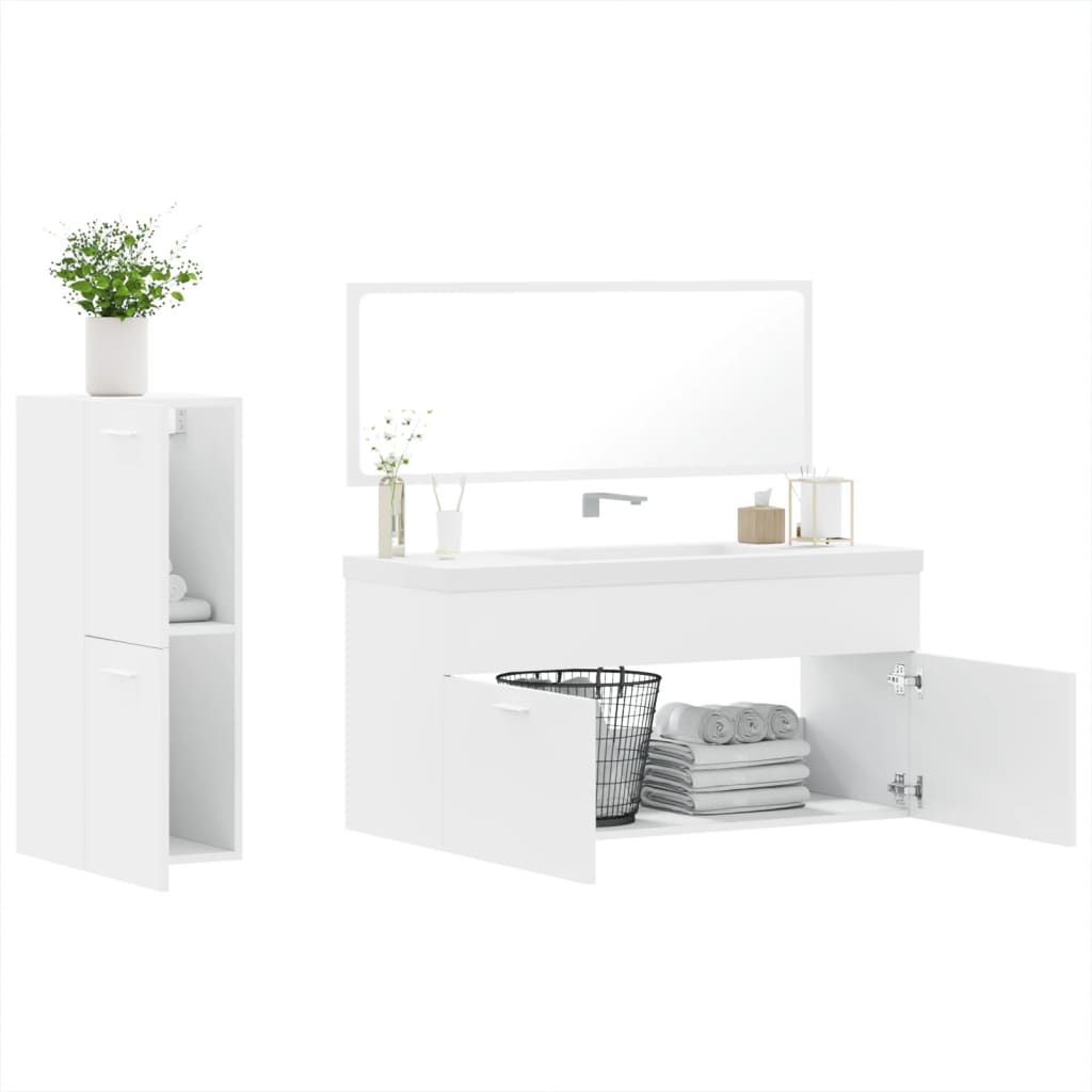 Set Mobili da Bagno 3 pz Bianco in Legno Multistrato 3308531