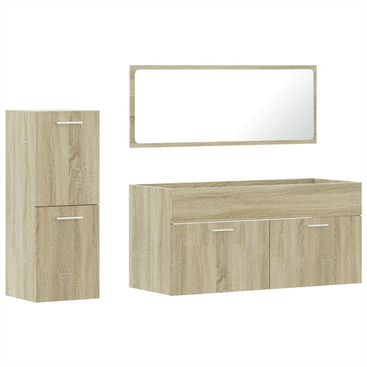 Set Mobili da Bagno 3 pz Rovere Sonoma in Legno Multistrato 3308533