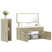 Set Mobili da Bagno 3 pz Rovere Sonoma in Legno Multistrato 3308533