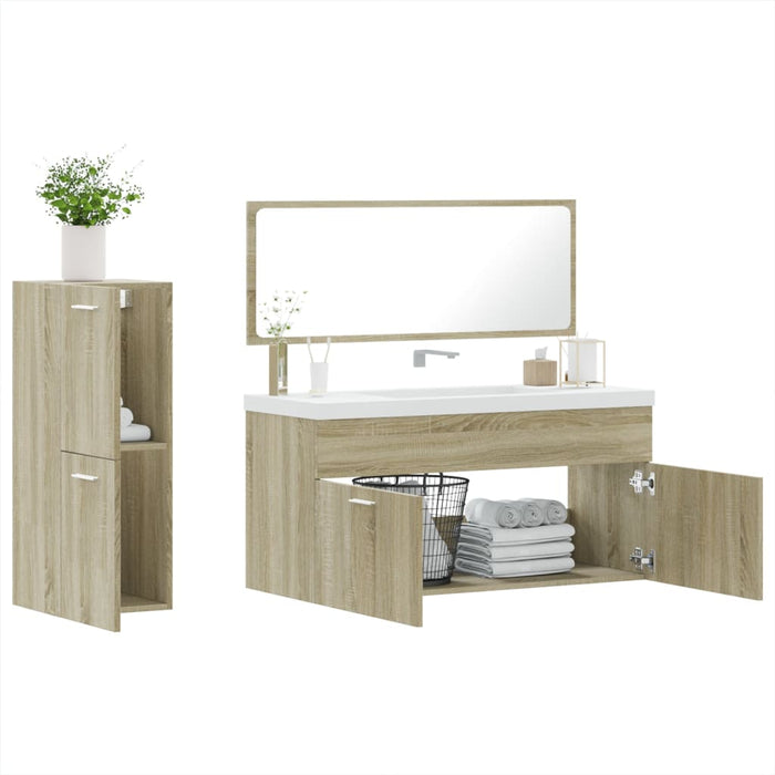 Set Mobili da Bagno 3 pz Rovere Sonoma in Legno Multistrato 3308533