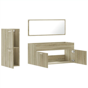 Set Mobili da Bagno 3 pz Rovere Sonoma in Legno Multistrato 3308533