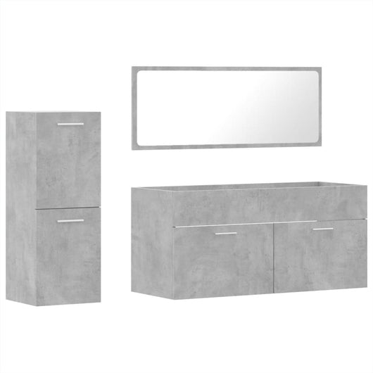 Set Mobili da Bagno 3 pz Grigio Cemento in Legno Multistrato 3308534