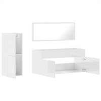 Set Mobili da Bagno 3 pz Bianco Lucido in Legno Multistrato 3308535