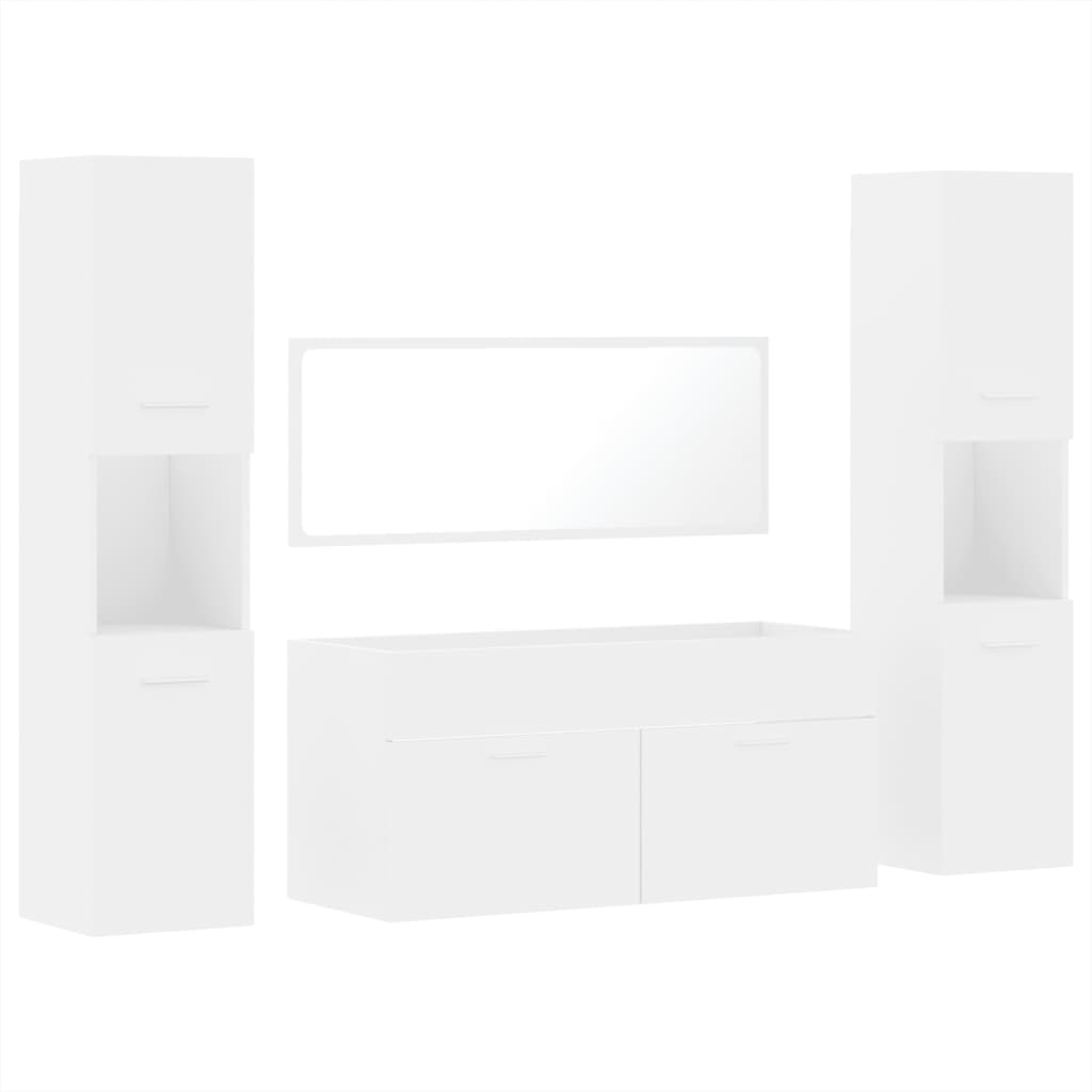 Set Mobili da Bagno 4 pz Bianco in Legno Multistrato 3308536