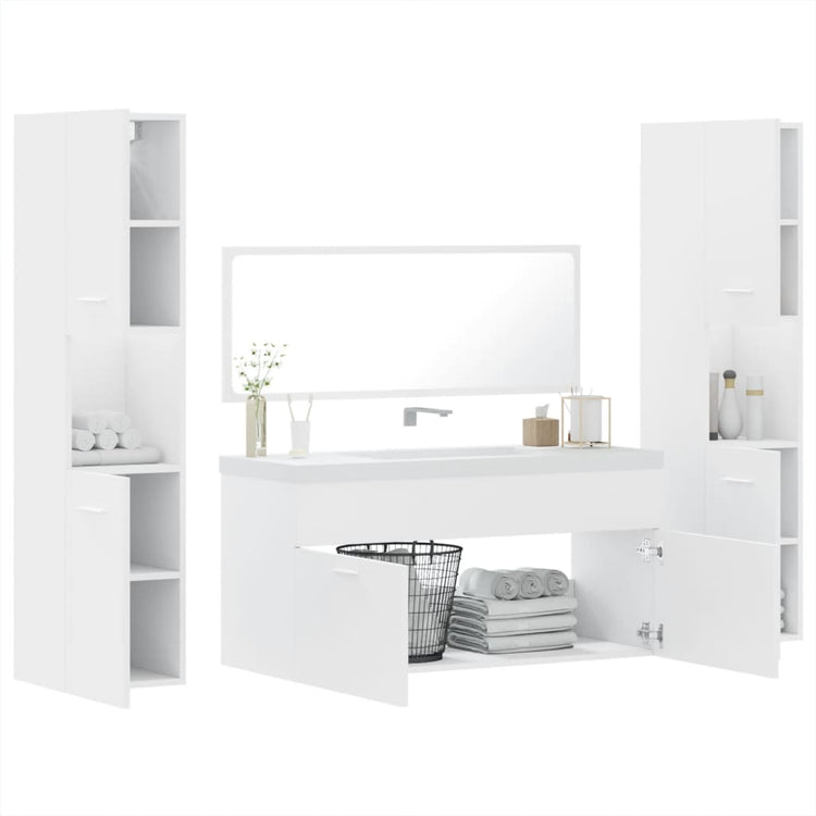 Set Mobili da Bagno 4 pz Bianco in Legno Multistrato 3308536